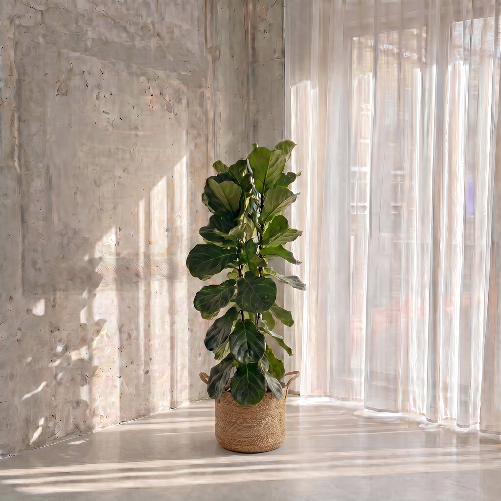 Large Fiddle Leaf Fig & Woven Basket