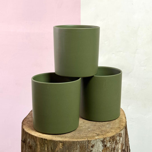 Ceramic Cylinder Pot - Moss Green