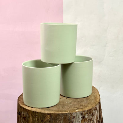 Ceramic Cylinder Pot - Sage