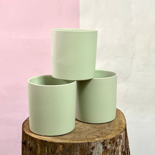 Ceramic Cylinder Pot - Sage