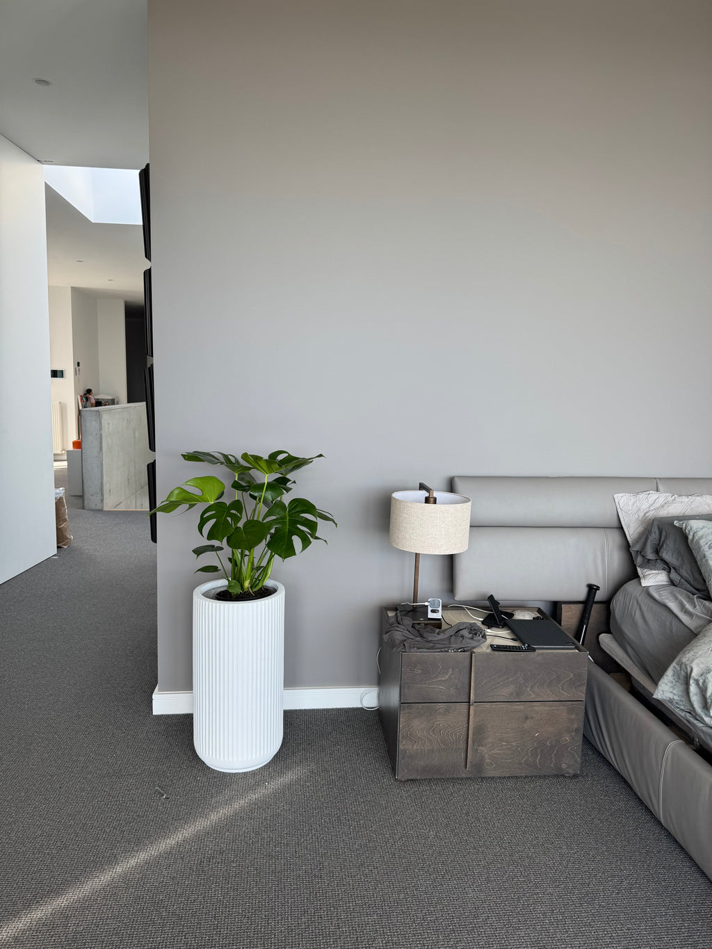 Corrugated Tall Planter Pot - White