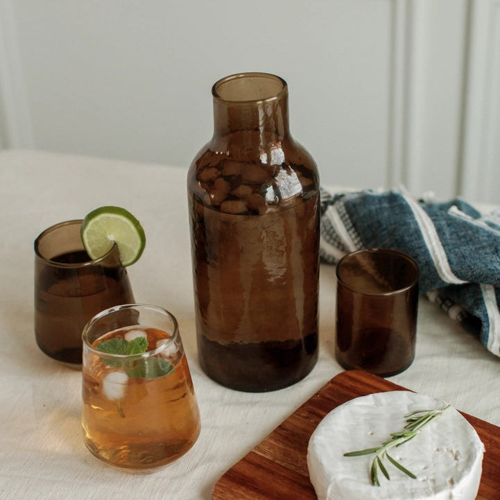 Handblown Glass Carafe - Brown