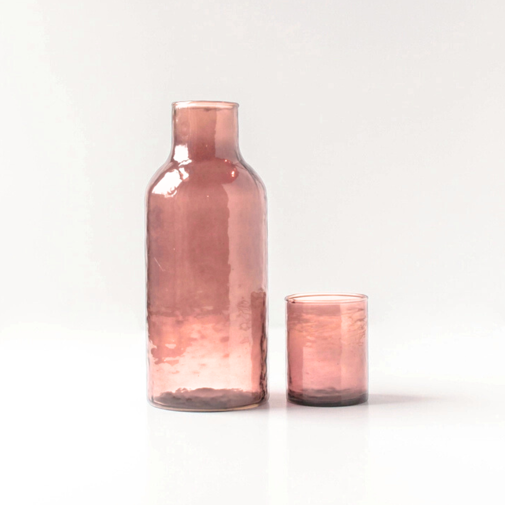 Handblown Glass Carafe - Pink