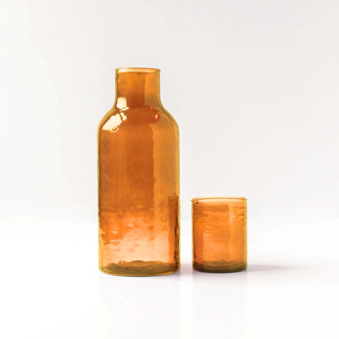 Handblown Glass Carafe -  Amber