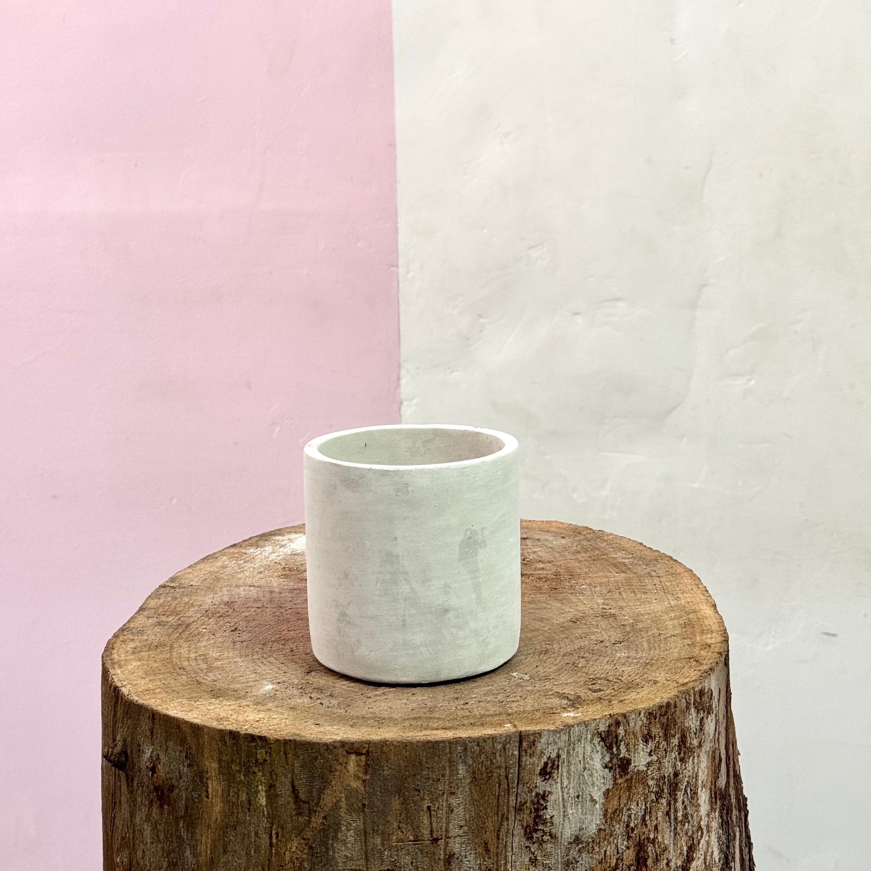 Cement Cylinder Pot – showing pot detail and finish