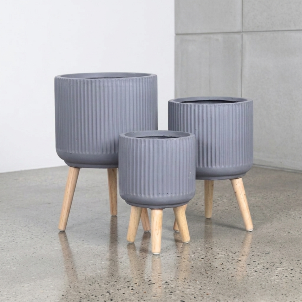 波纹圆柱罐 - 白色