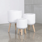 波紋圓柱罐 - 白色