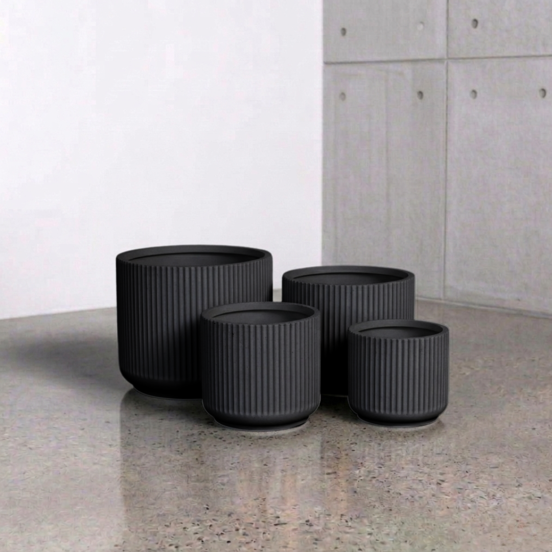 波纹圆柱罐 - 黑色