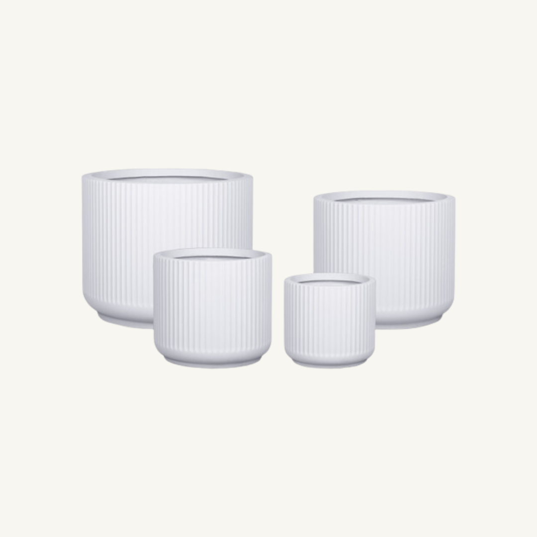 Corrugated Cylinder Pot - White