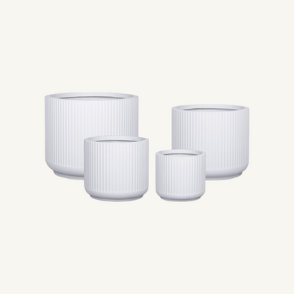 Corrugated Cylinder Pot - White