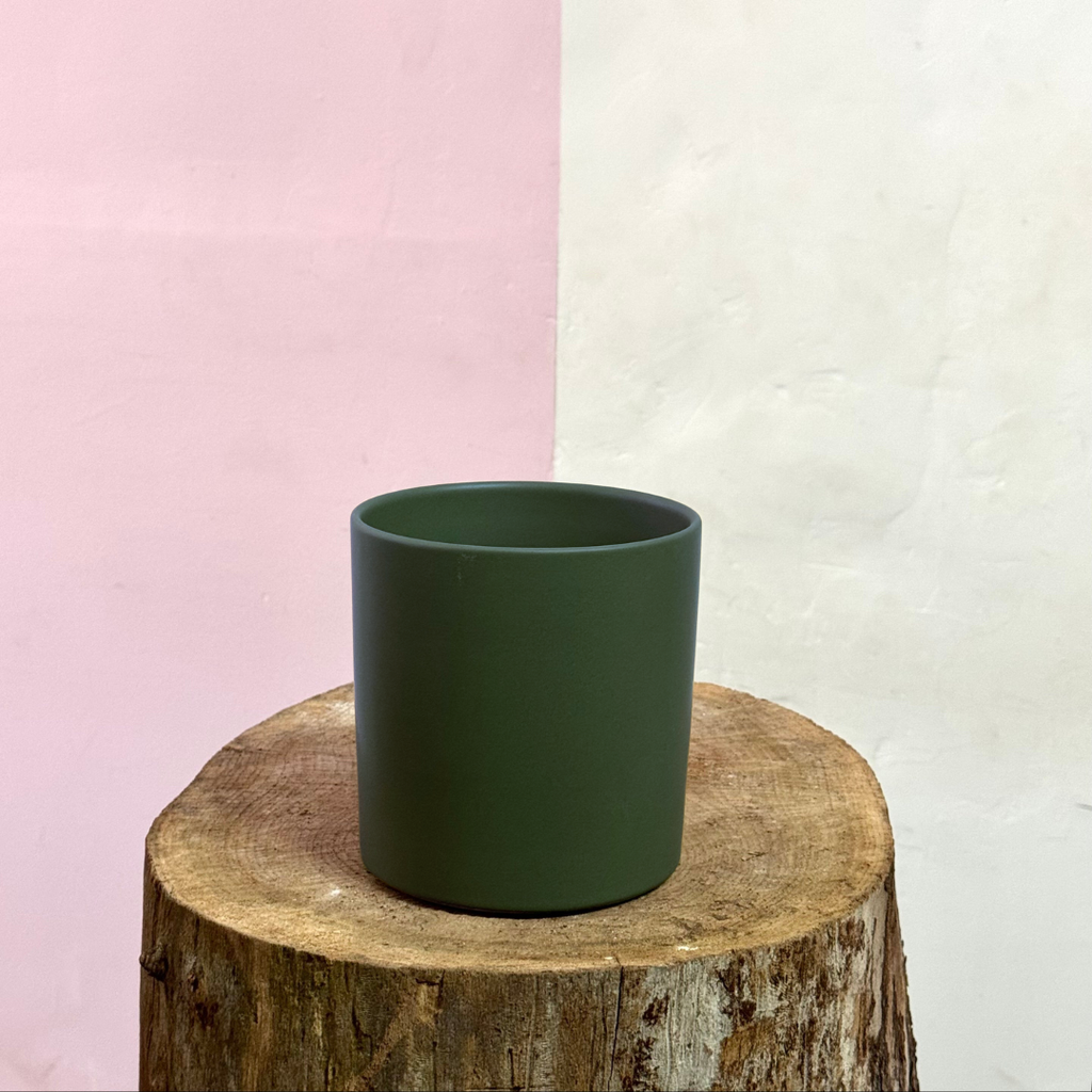 Ceramic Cylinder Pot Forest Green