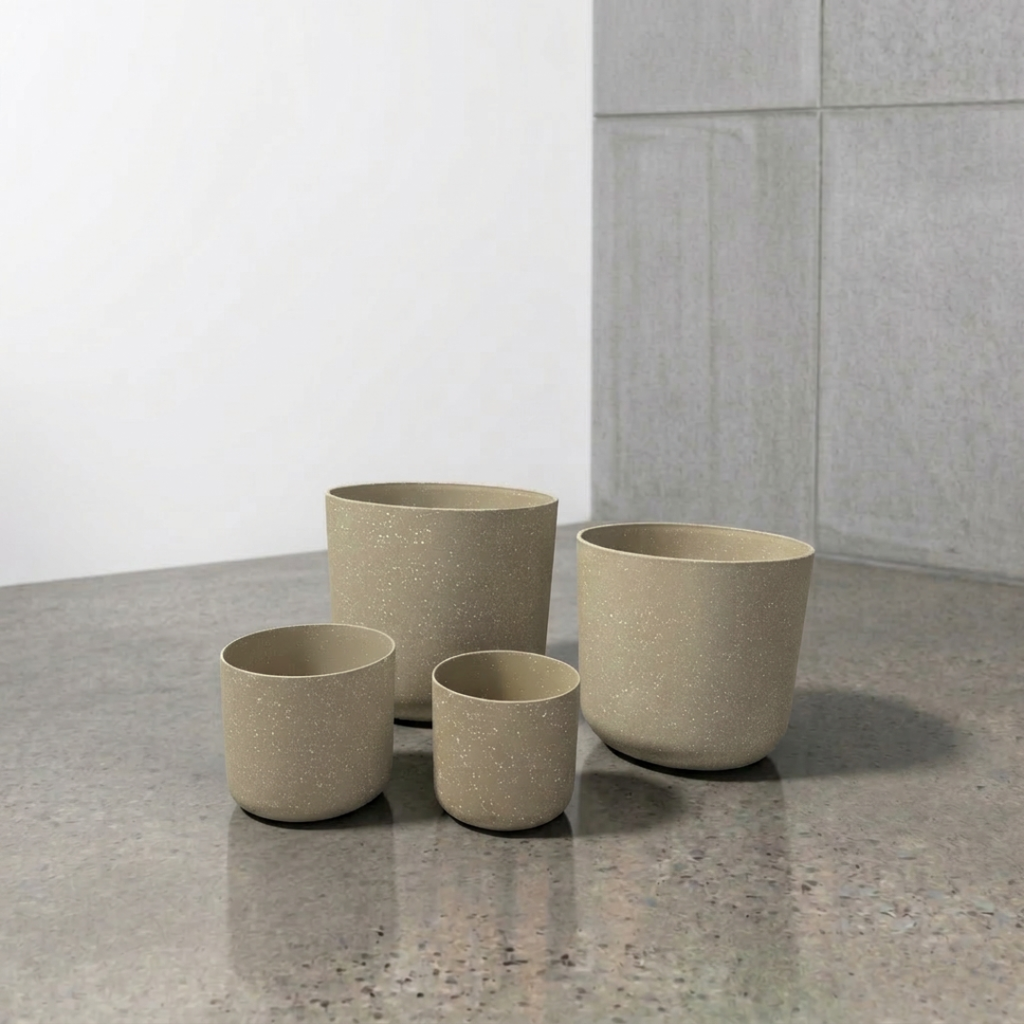 Mia Pot - Olive Speckle – indoor planter pot available at Green Envy Melbourne