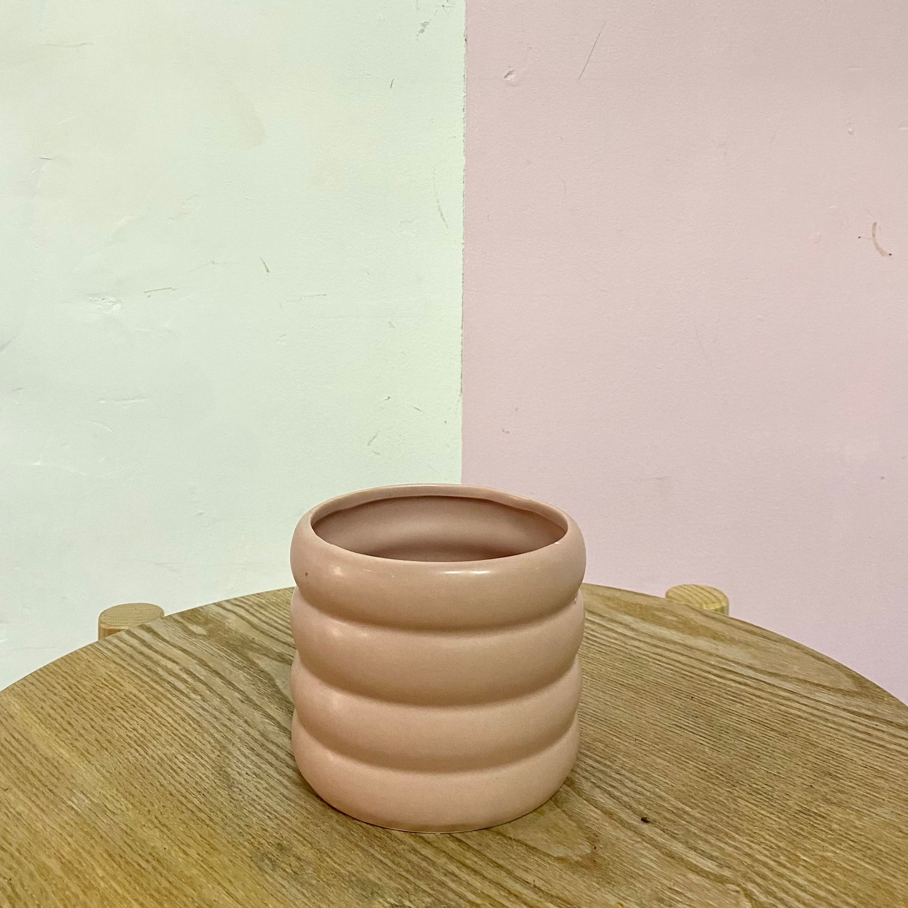 Ribbed Ceramic Pot – styled with indoor plant