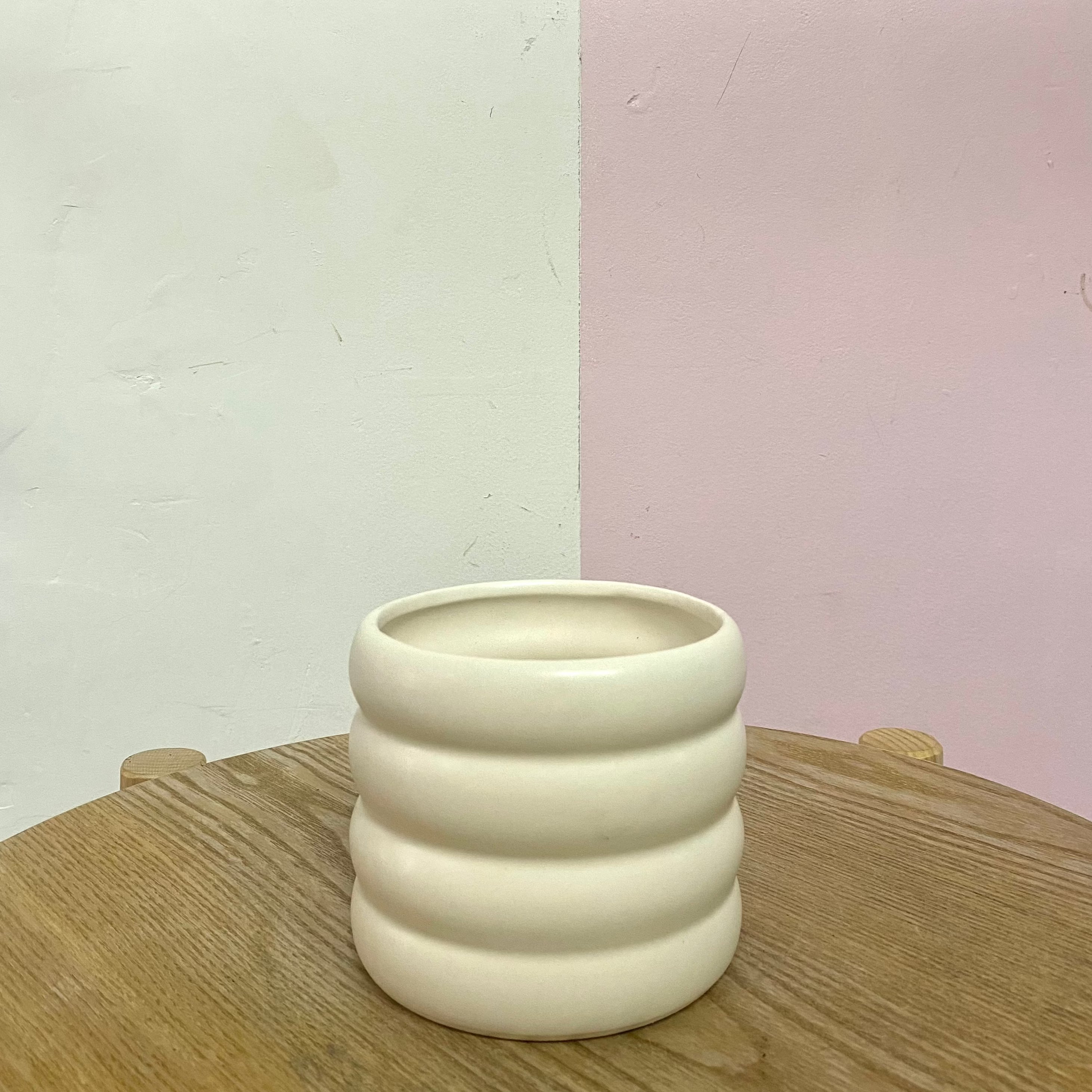 Ribbed Ceramic Pot – showing pot detail and finish