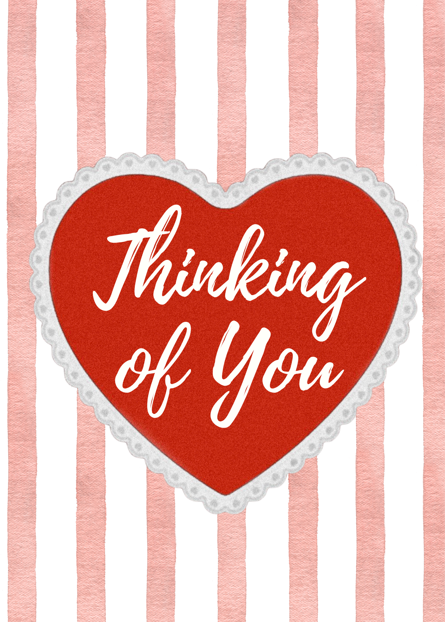 'Thinking of you' Red Heart - Card