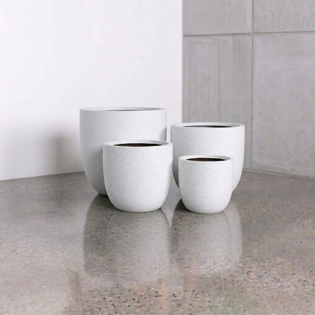 Asher Egg Pot - White Terrazzo
