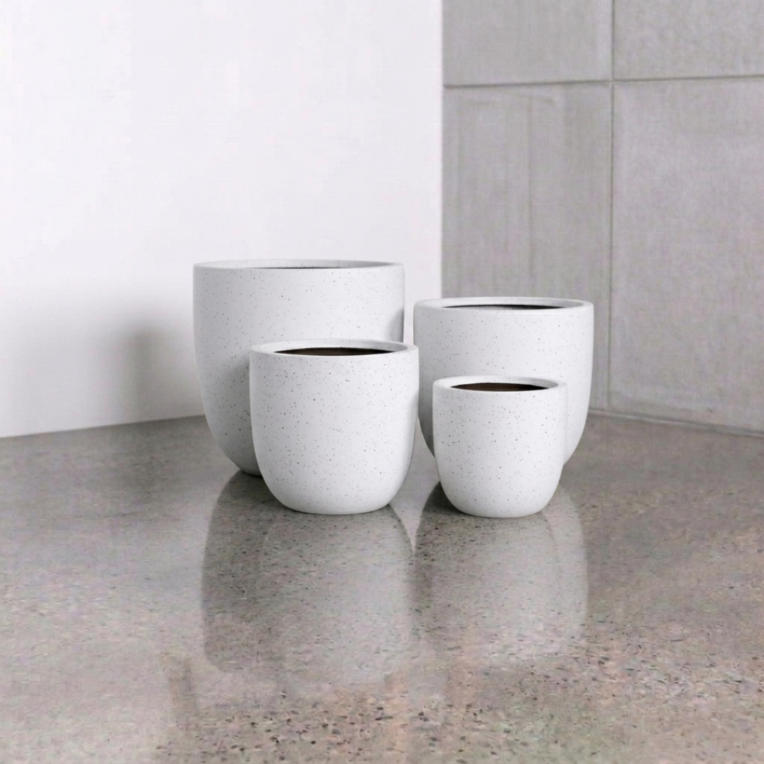 Asher Egg Pot - White Terrazzo