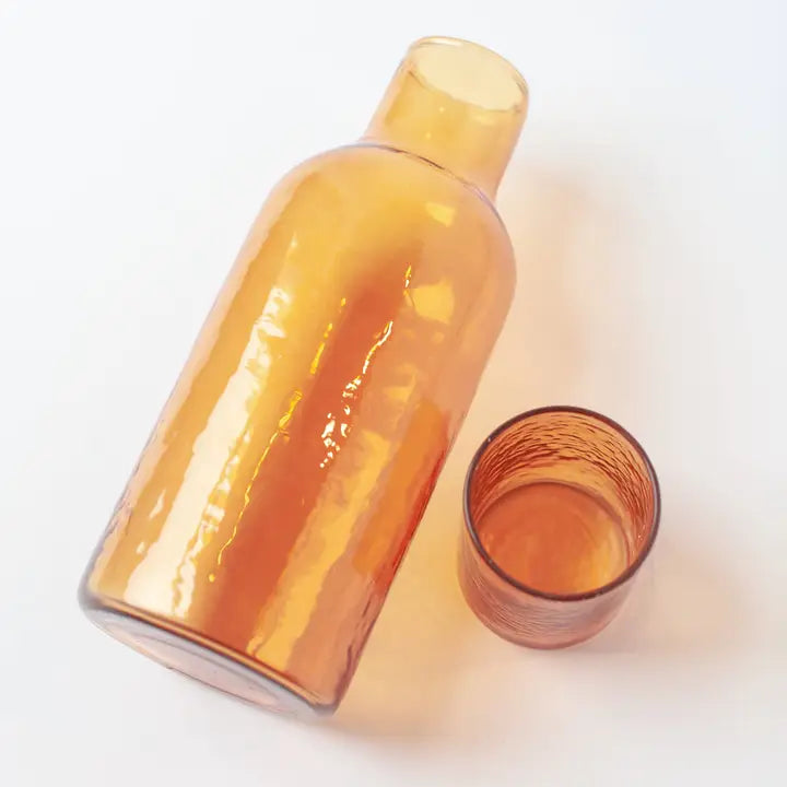 Handblown Glass Carafe -  Amber
