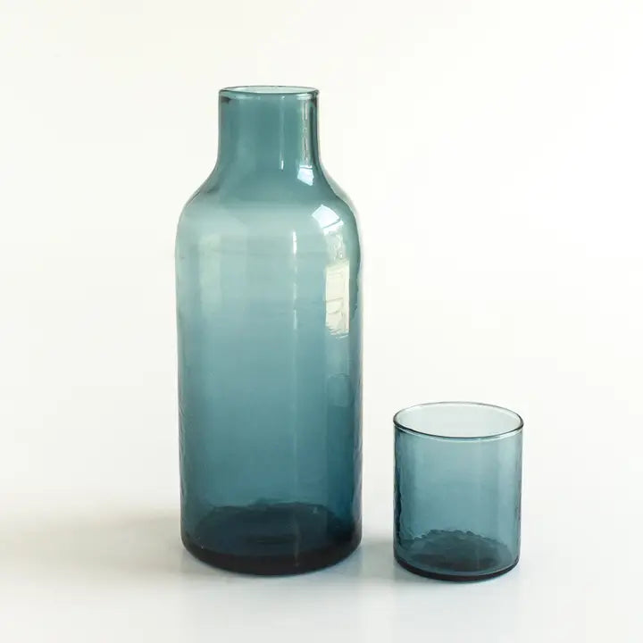 Handblown Glass Carafe -  Blue