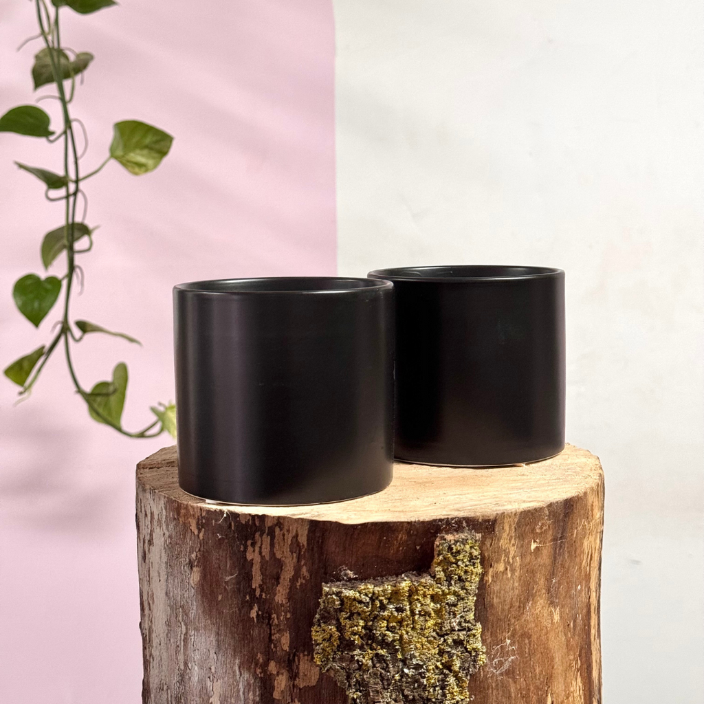 Ceramic Cylinder Pot - Black