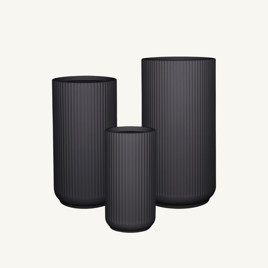 Corrugated Tall Planter Pot - Black