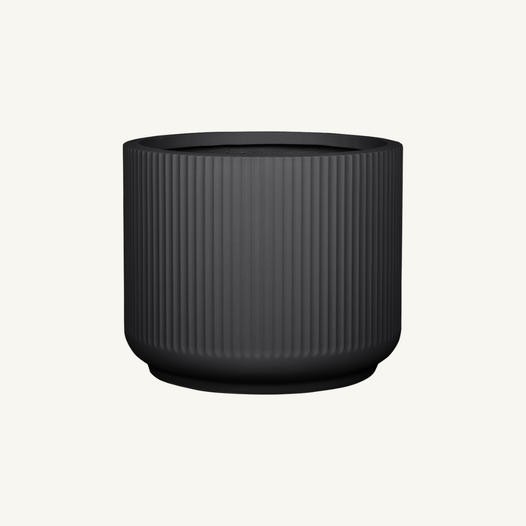 Corrugated Cylinder Pot - Black