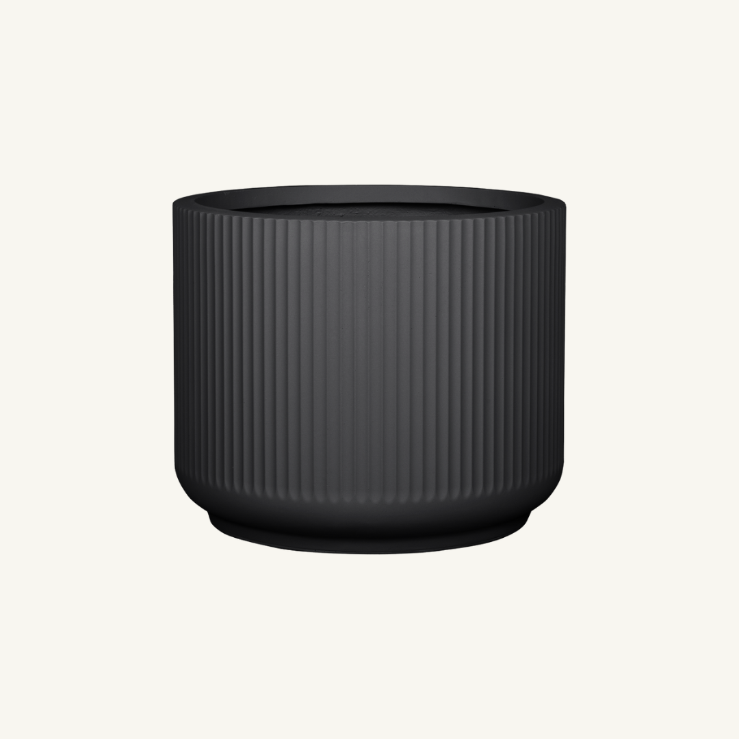 Corrugated Cylinder Pot - Black