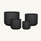 Corrugated Cylinder Pot - Black