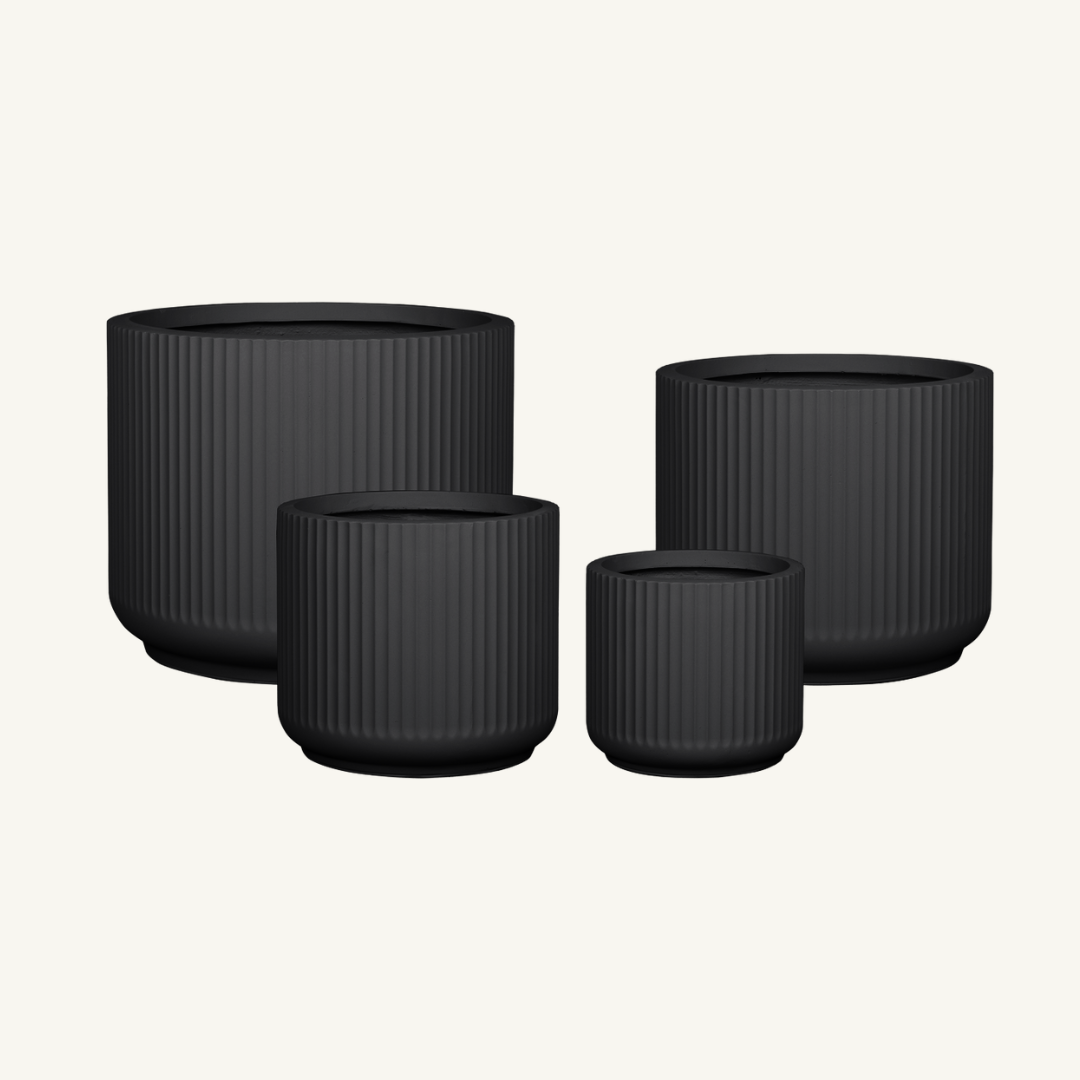 Corrugated Cylinder Pot - Black