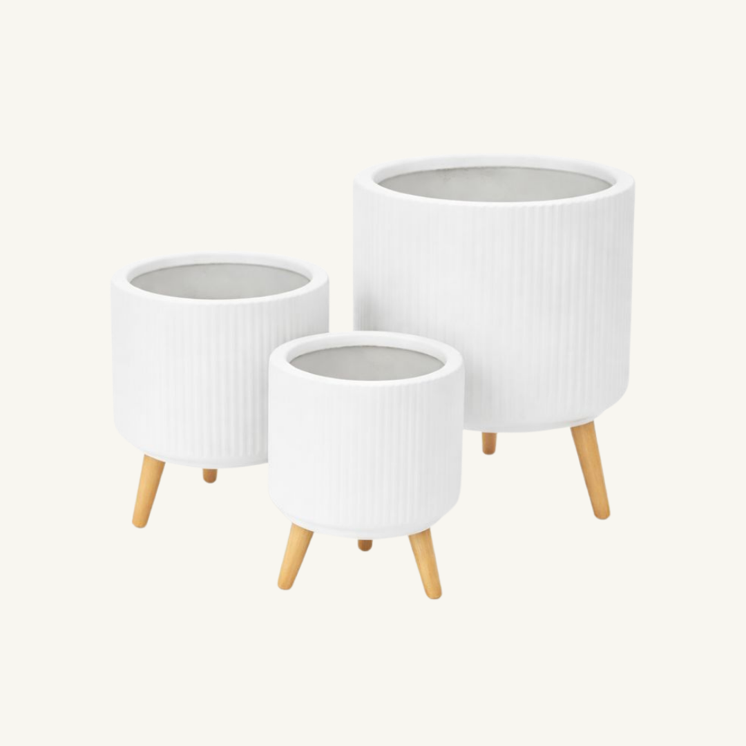 波纹圆柱罐 - 白色