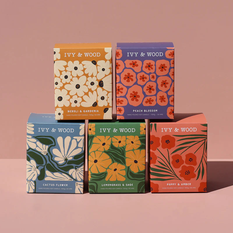 Ivy & Wood Candle - Cactus Flower