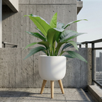 Gardenlite Egg Planter Stand - White – styled with indoor plant