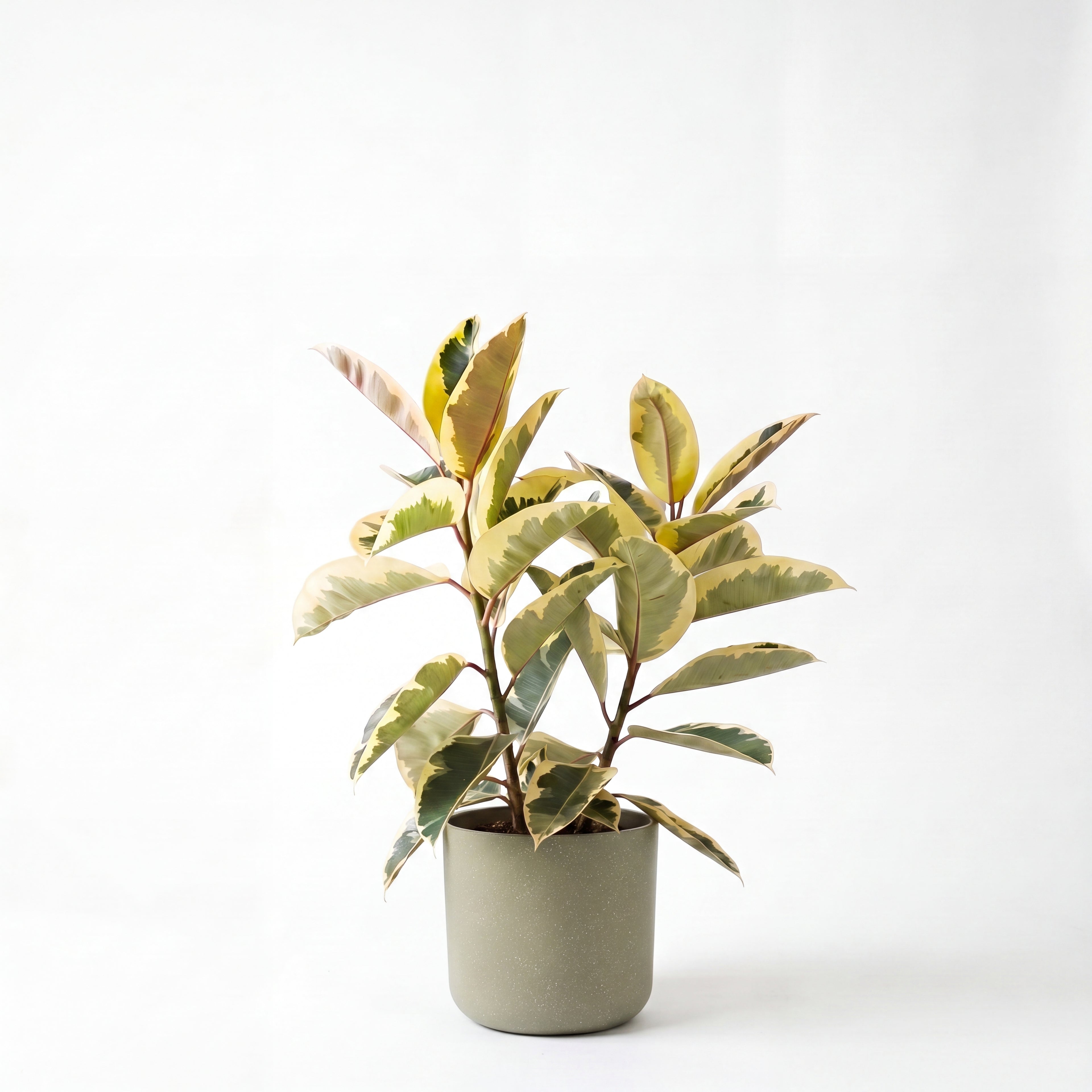 Medium Tineke Rubber Tree with Mia Pot - Olive Speckle
