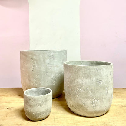 Cement Rounded Pot