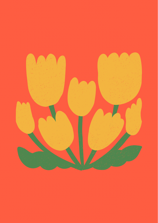 Tulip Bunch Print - Mustard