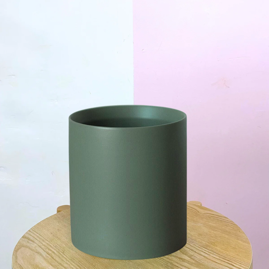 Ceramic Cylindrical Pot Green