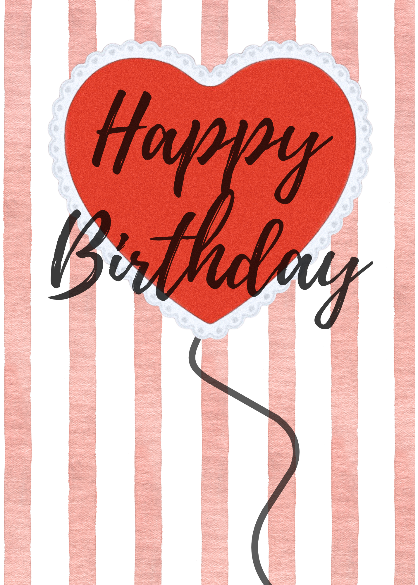 'Happy birthday' Red Heart - Card