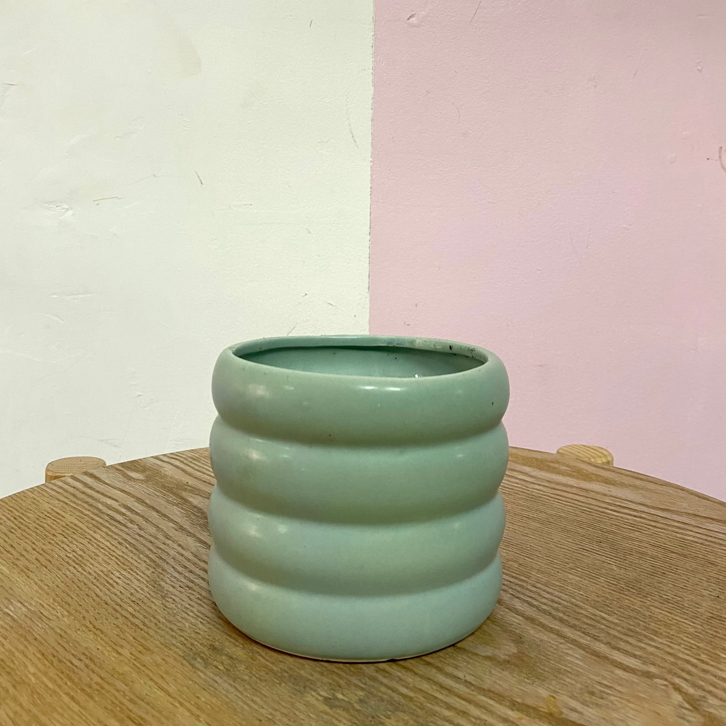 Ribbed Ceramic Pot – styled with indoor plant