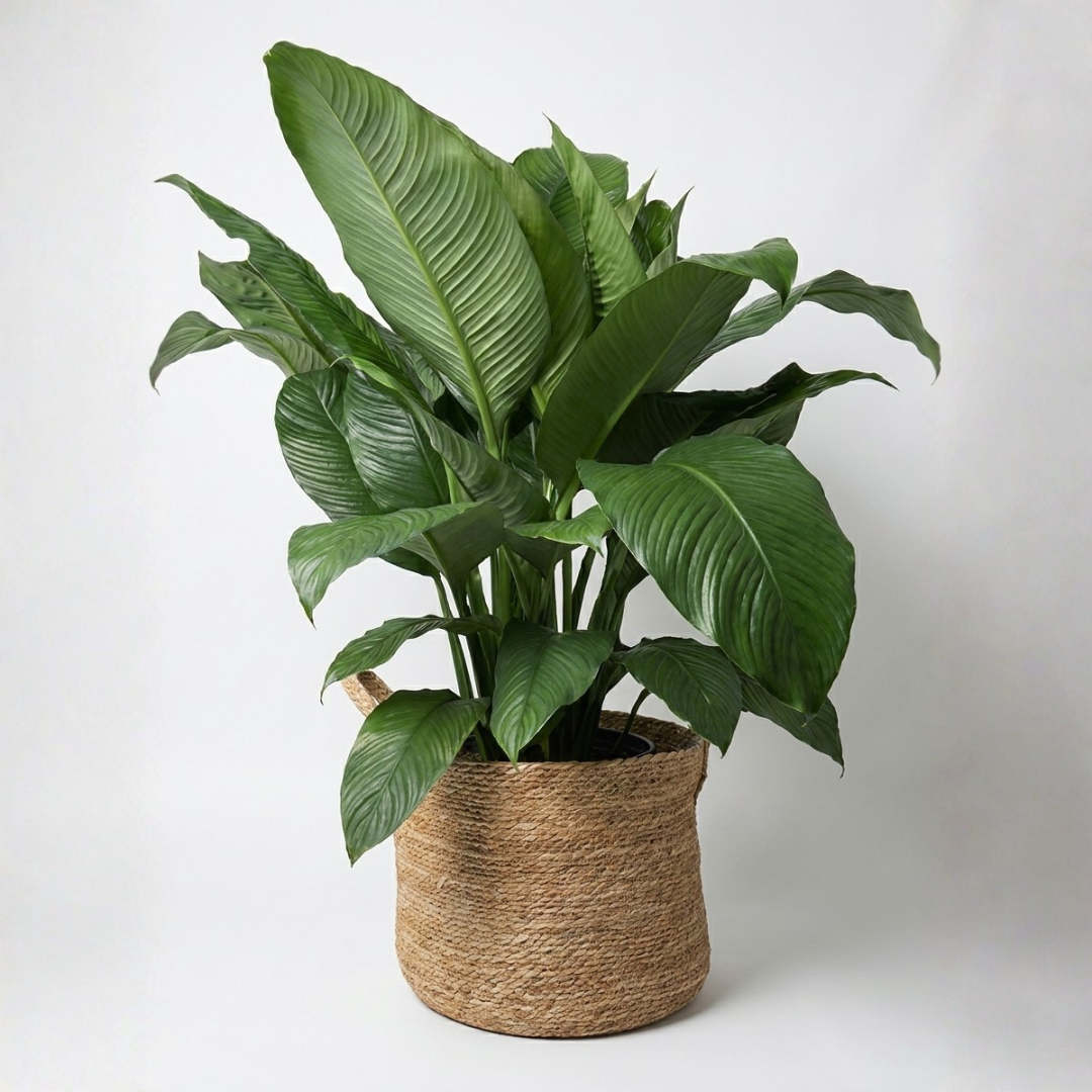 Large Peace Lily Sensation & Woven Basket Green Envy Indoor Plants
